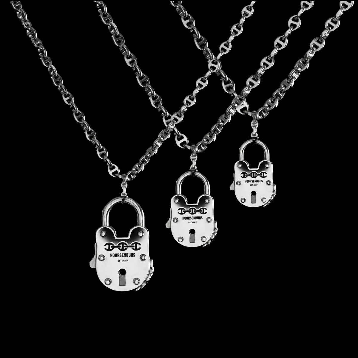 25mm Lock pendant in sterling silver, detail diagram, view 2