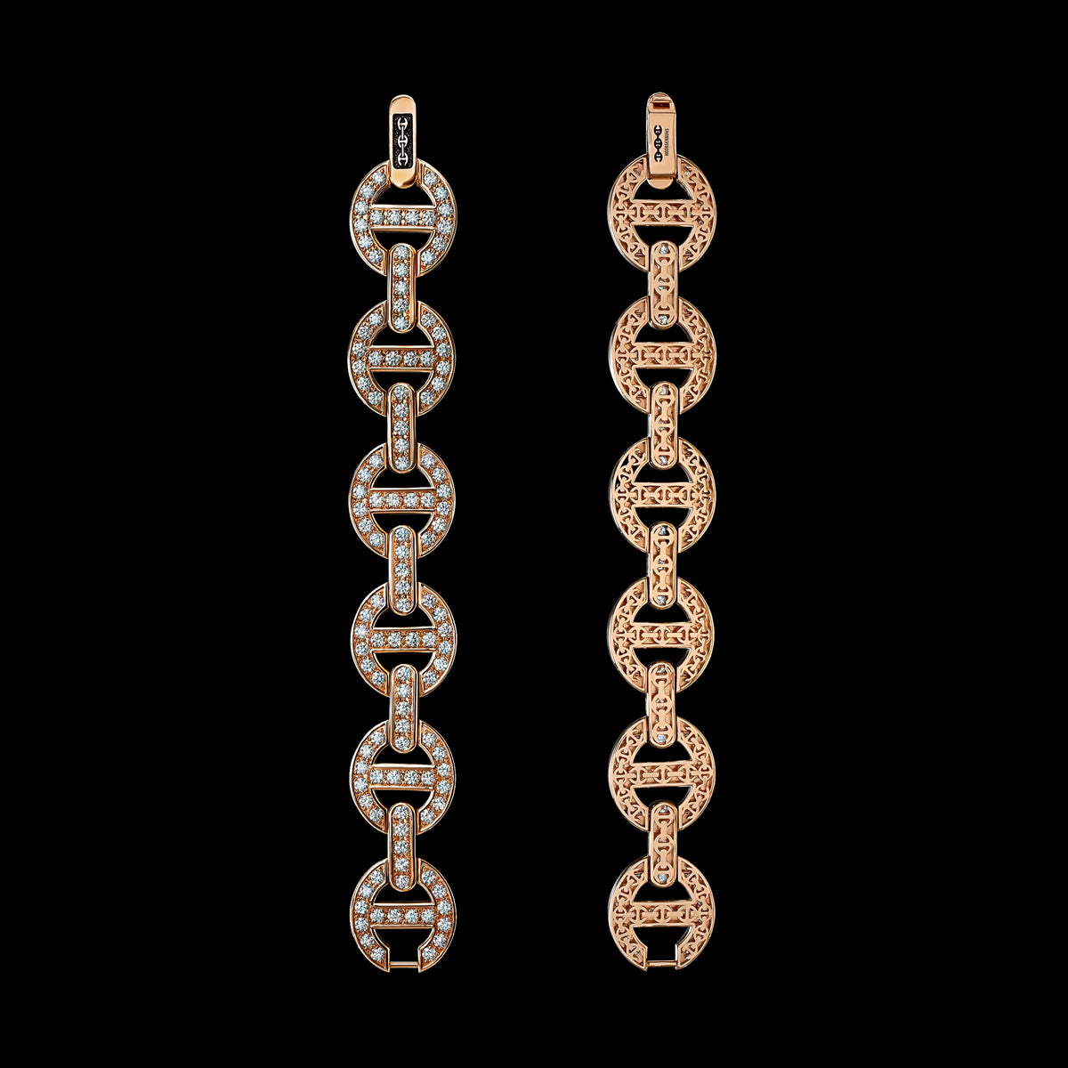 MMV Large Link Bracelet Antiquated in 18K rose gold, back view