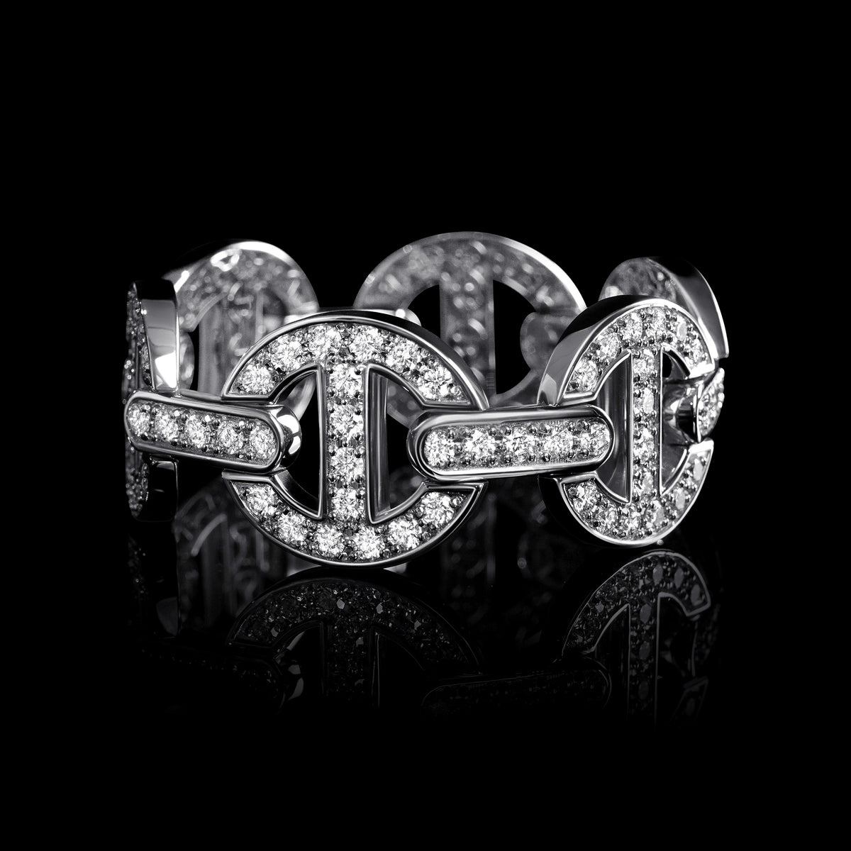 MMV Large Link Bracelet Antiquated in 18K white gold