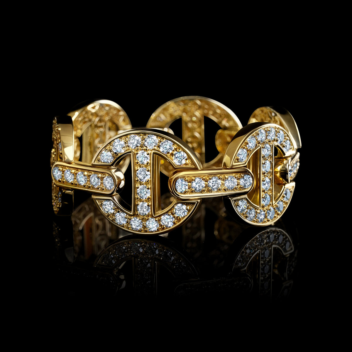 MMV Large Link Bracelet Antiquated in 18K yellow gold by HOORSENBUHS®