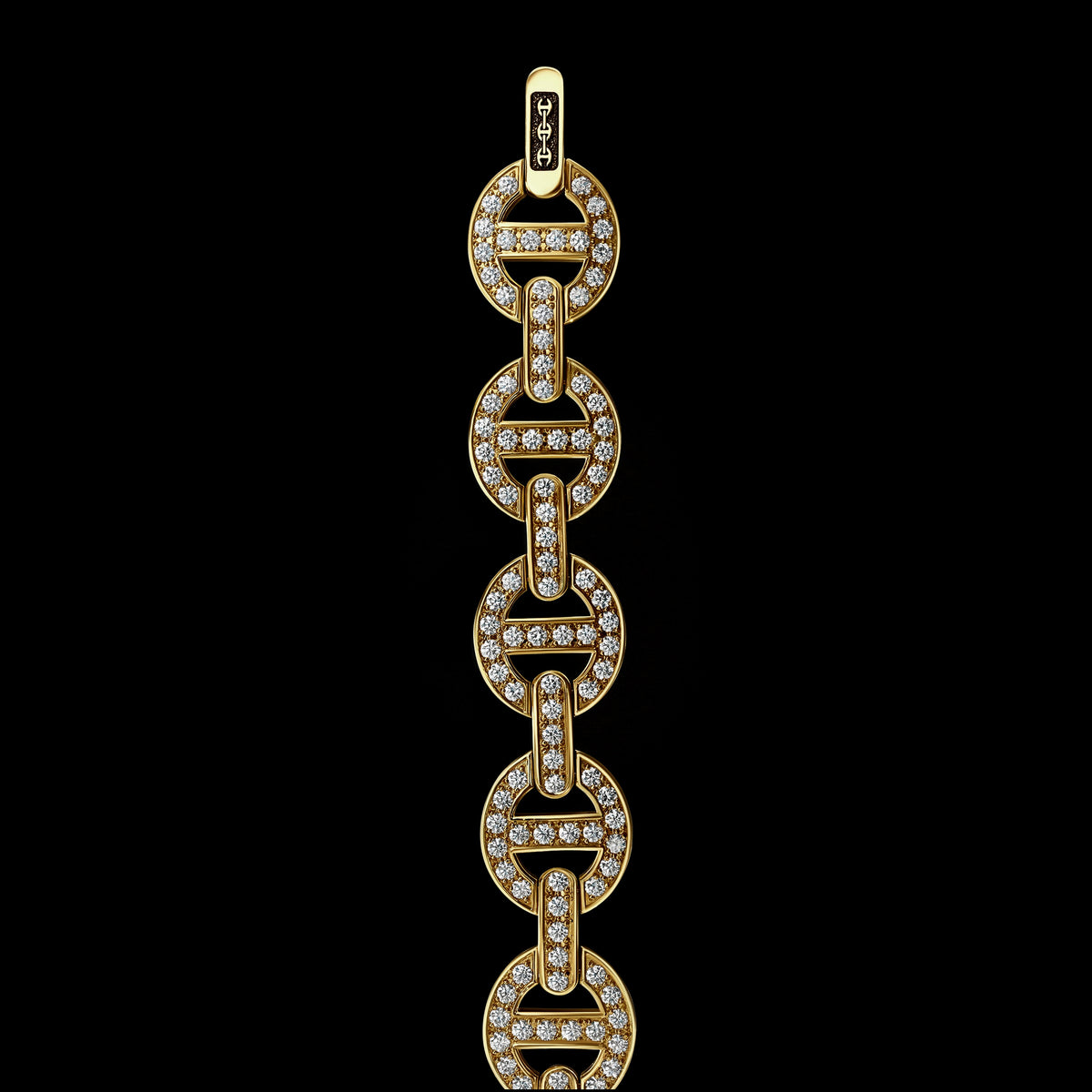 MMV Large Link Bracelet Antiquated in 18K yellow gold, view 2