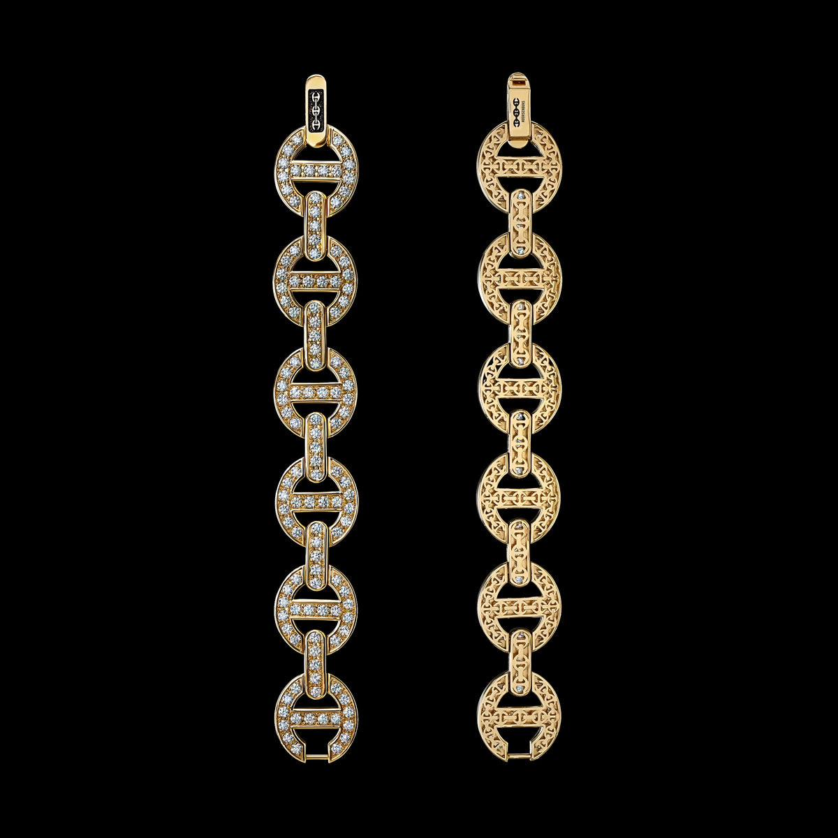 MMV Large Link Bracelet Antiquated in 18K yellow gold, back view