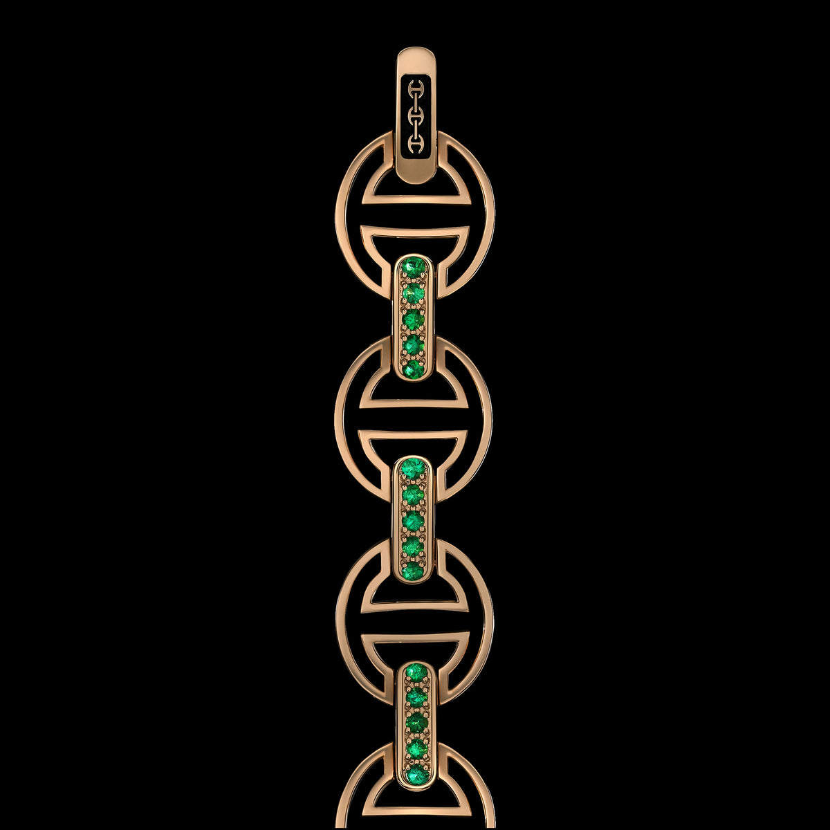MMV Medium Link Bracelet with Emerald Bridges in 18K gold, view 5