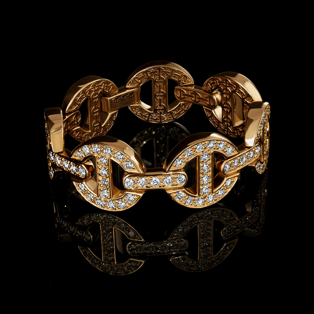 MMV Medium Link Bracelet Antiquated in 18K rose gold