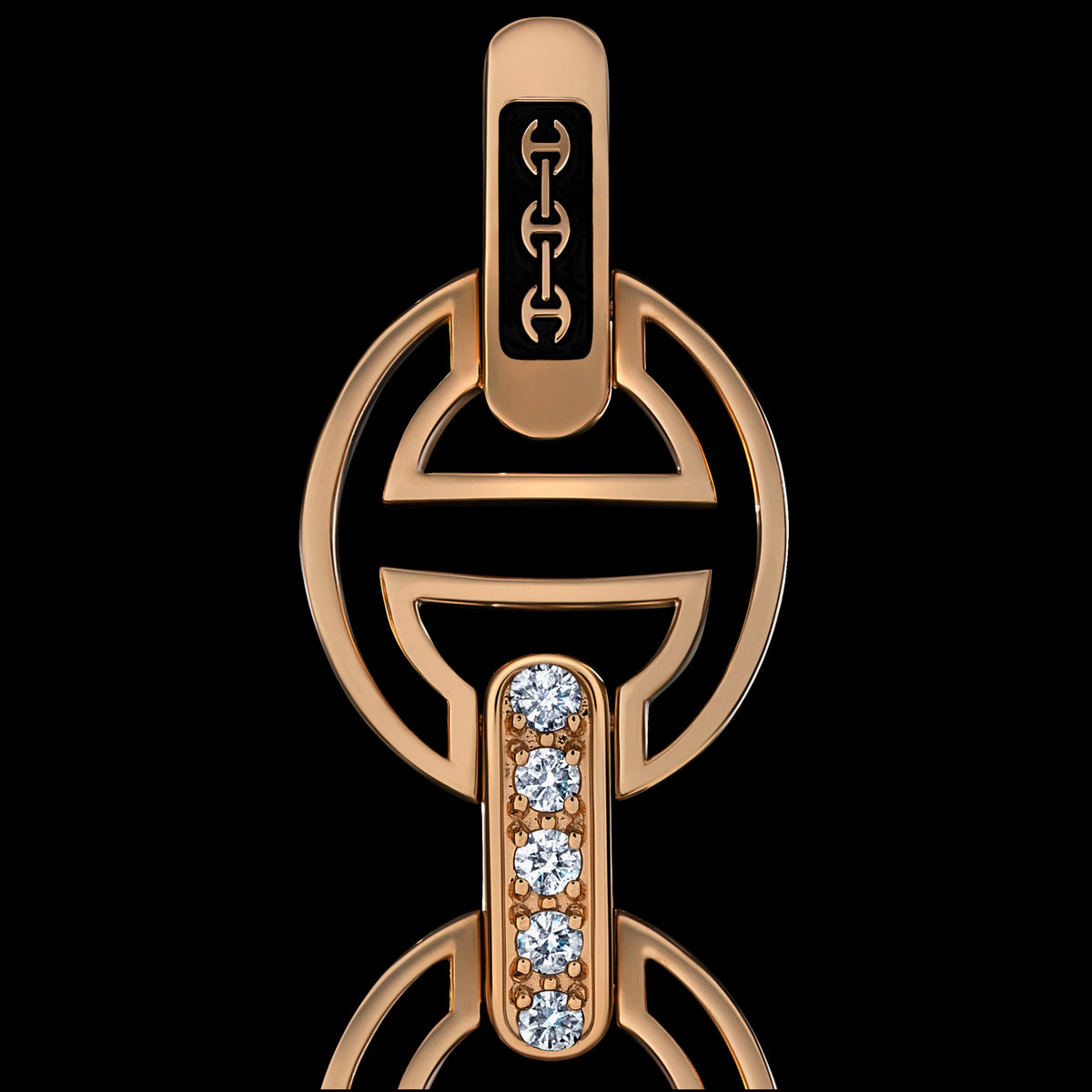 MMV Medium Link Bracelet with Diamond Bridges in 18K rose gold, view 2