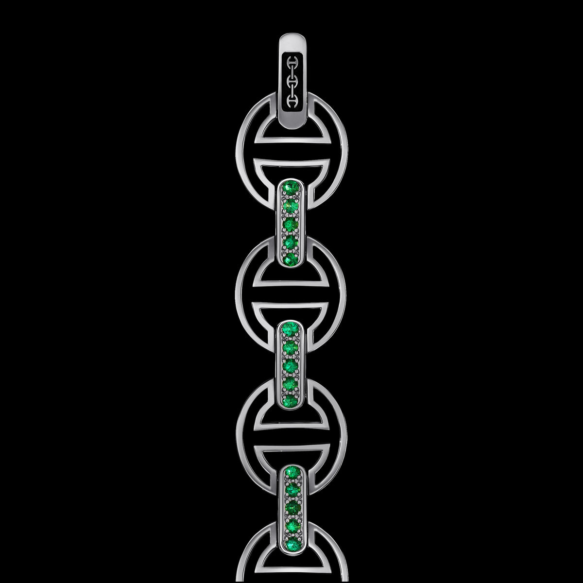 MMV Medium Link Bracelet with Emerald Bridges in 18K gold, view 8