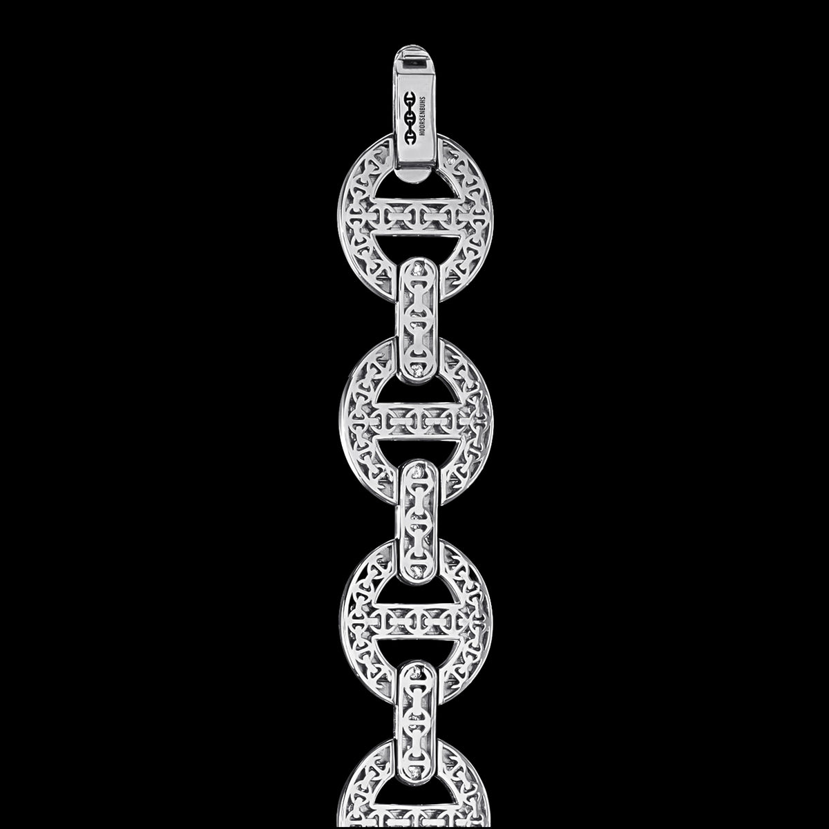 MMV Medium Link Bracelet Antiquated in 18K white gold, back view