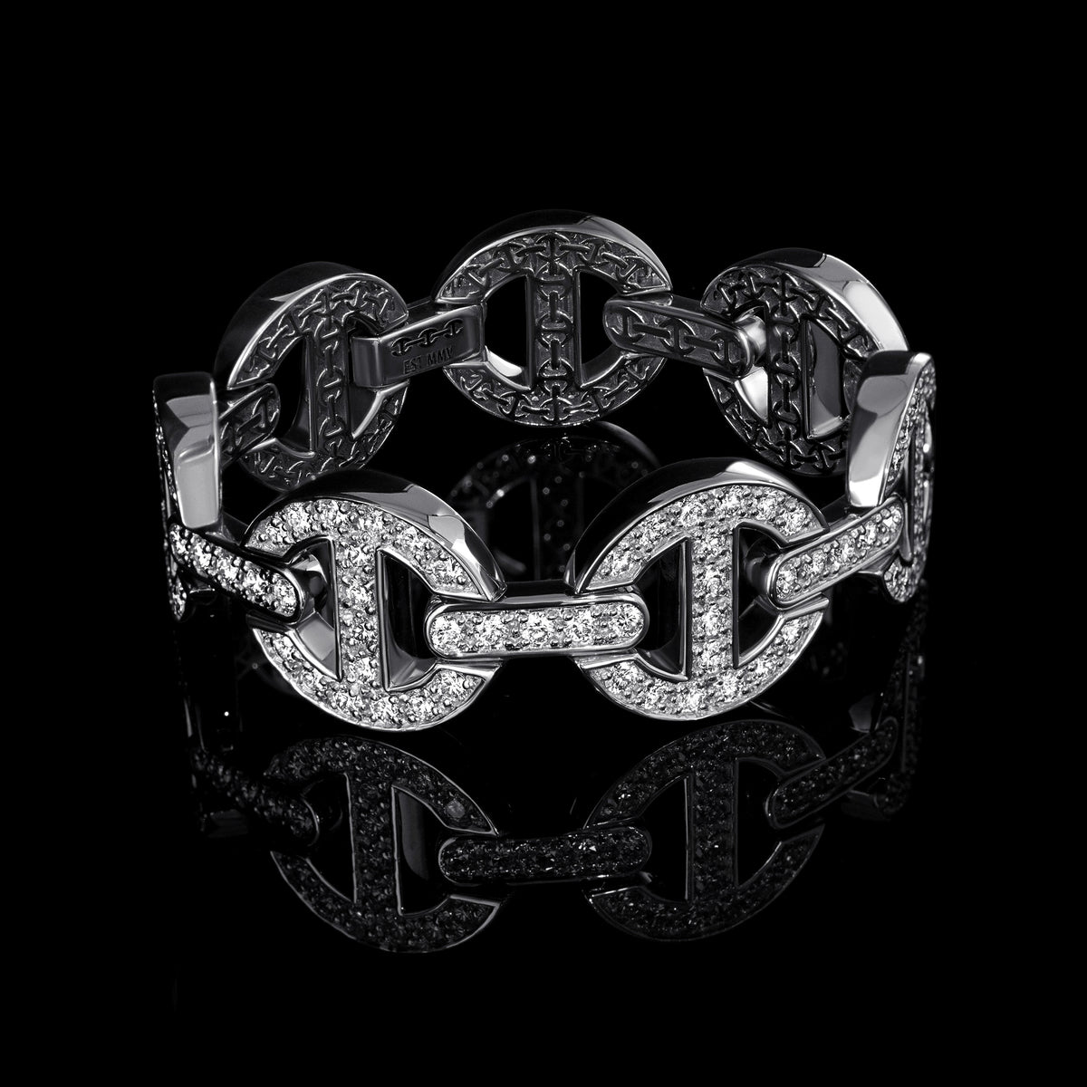 MMV Medium Link Bracelet Antiquated in 18K white gold
