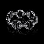 MMV Medium Link Bracelet with Diamond Bridges in 18K white gold