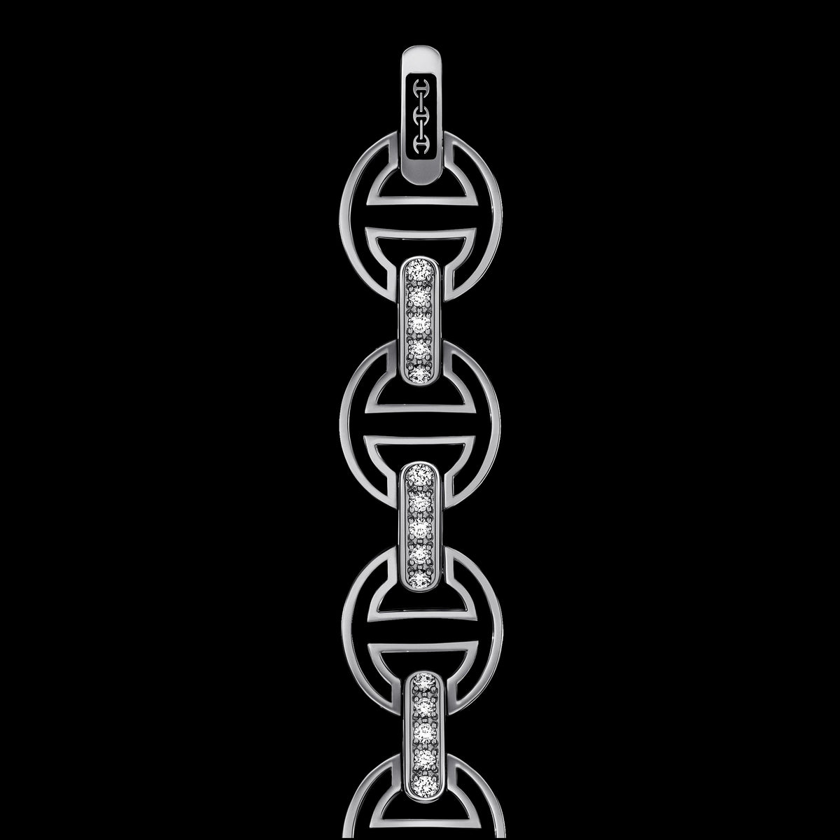 MMV Medium Link Bracelet with Diamond Bridges in 18K white gold, view 3
