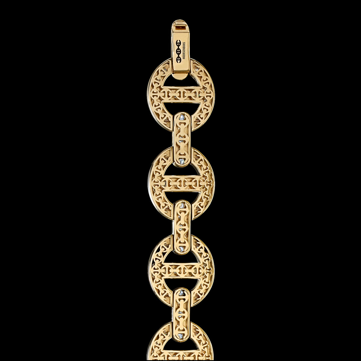 MMV Medium Link Bracelet Antiquated in 18K yellow gold, back view