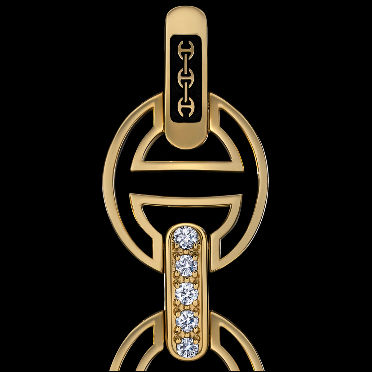 MMV Medium Link Bracelet with Diamond Bridges in 18K yellow gold