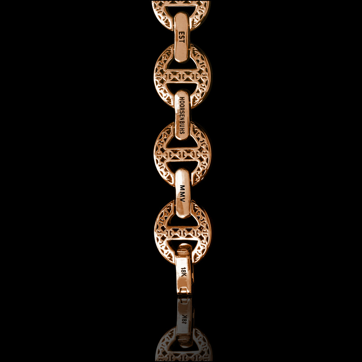 MMV Small Link Bracelet Antiquated in 18K rose gold, back view