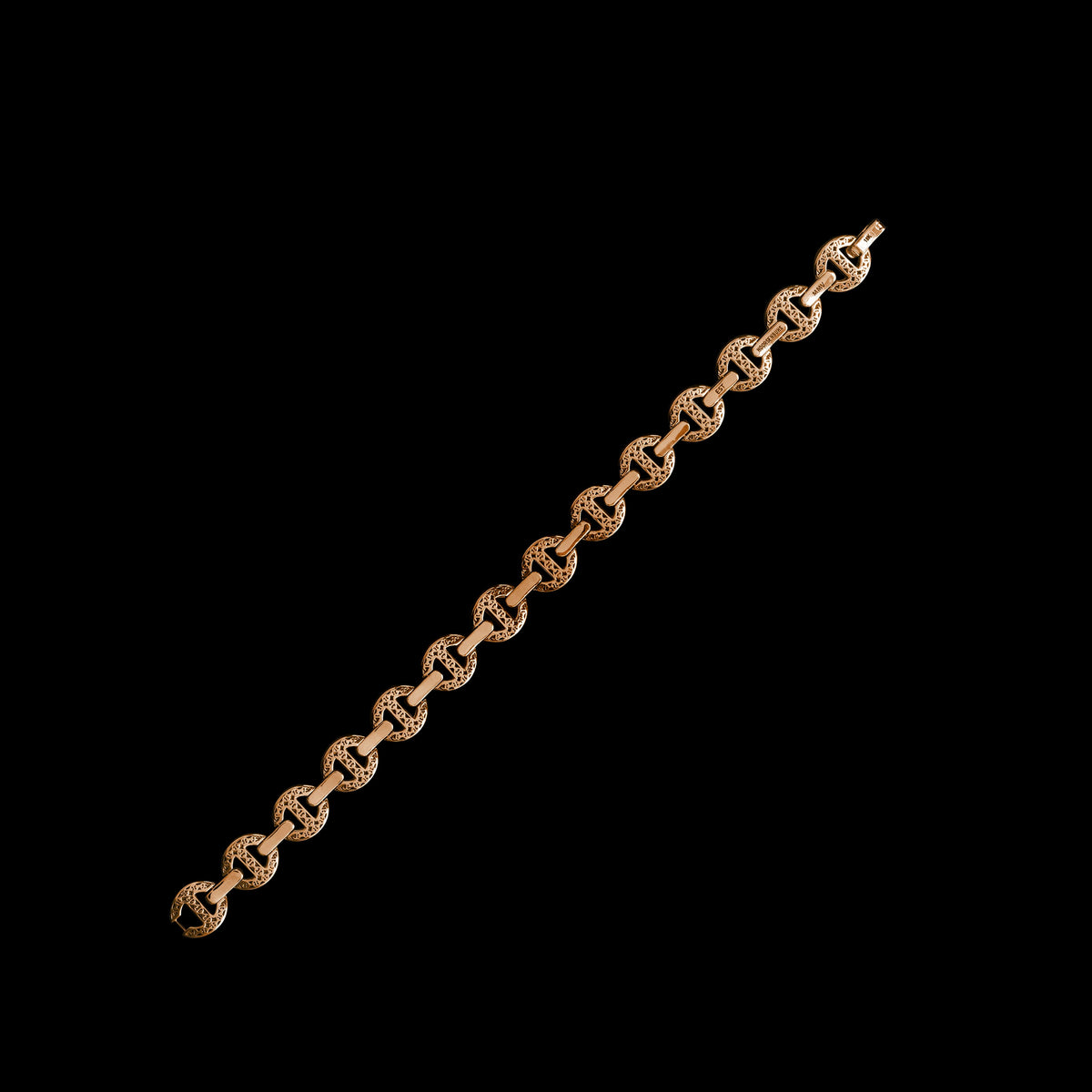 MMV Small Link Bracelet Antiquated in 18K rose gold, back view, view 2