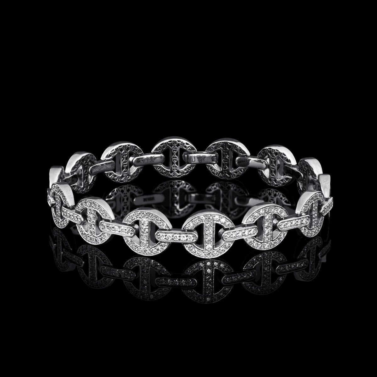 MMV Small Link Bracelet Antiquated in 18K white gold