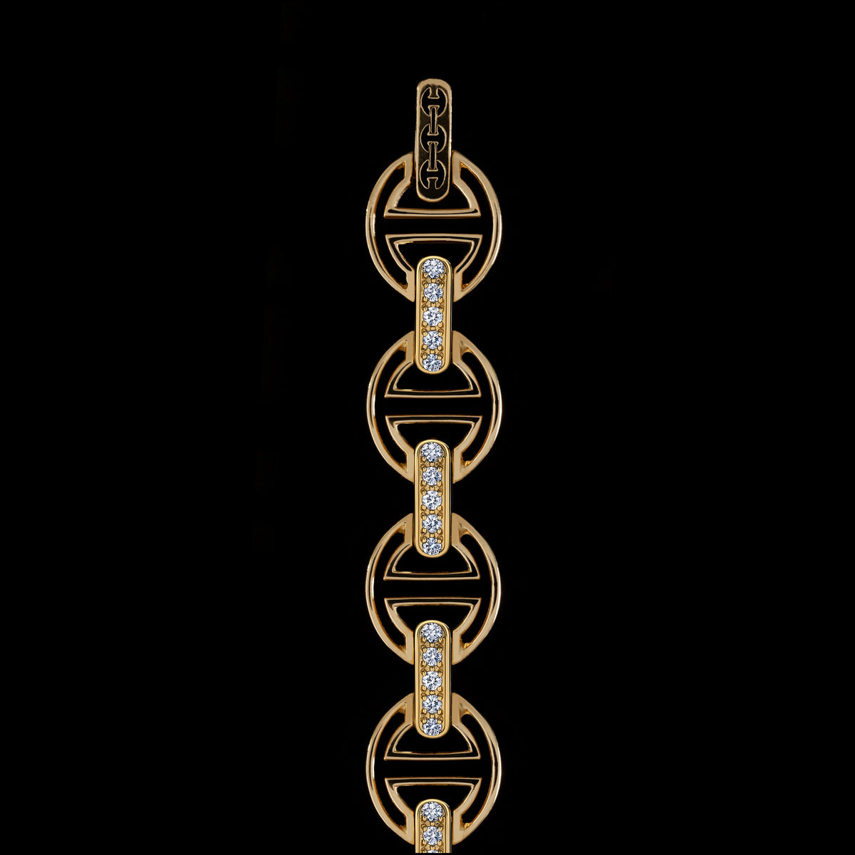 MMV Small Link Bracelet with Diamond Bridges in 18K yellow gold