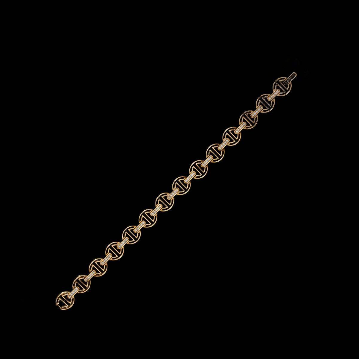MMV Small Link Bracelet with Diamond Bridges in 18K yellow gold, view 2