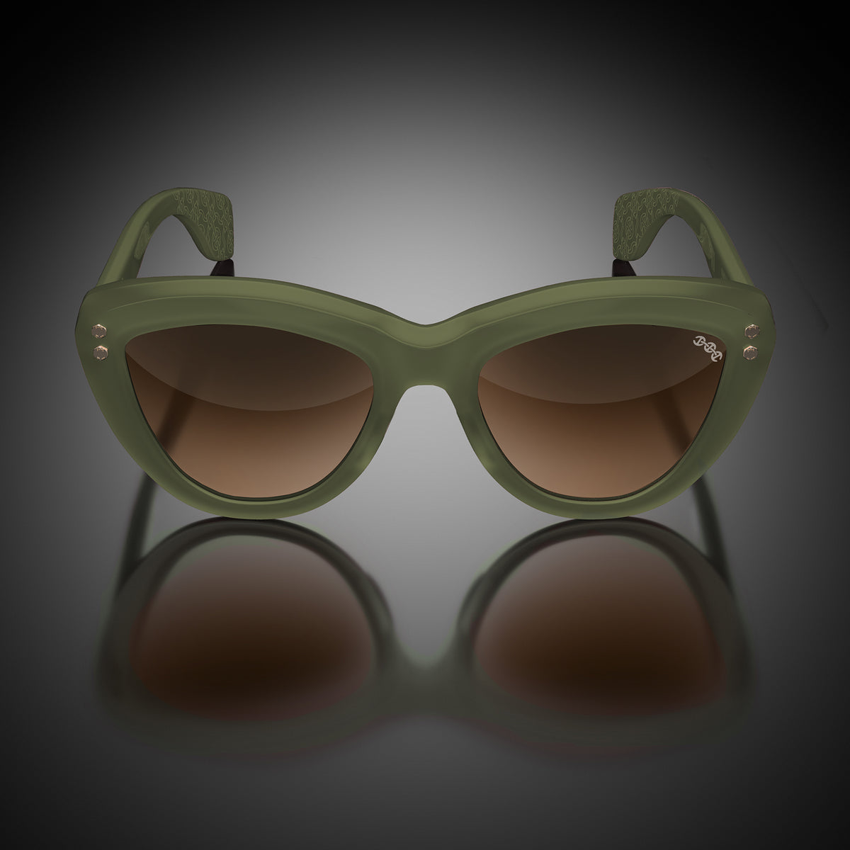 Model VII eyewear in Matte Army Green, front view
