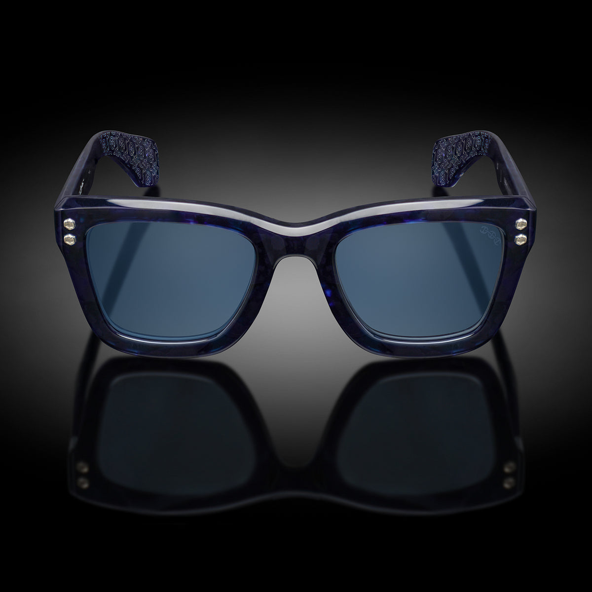 Model I eyewear in Blue Tortoise, front view