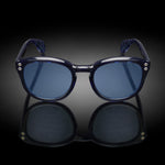 Model II eyewear in Blue Tortoise, front view