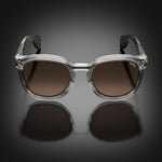 Model II eyewear in Clear Grey, front view