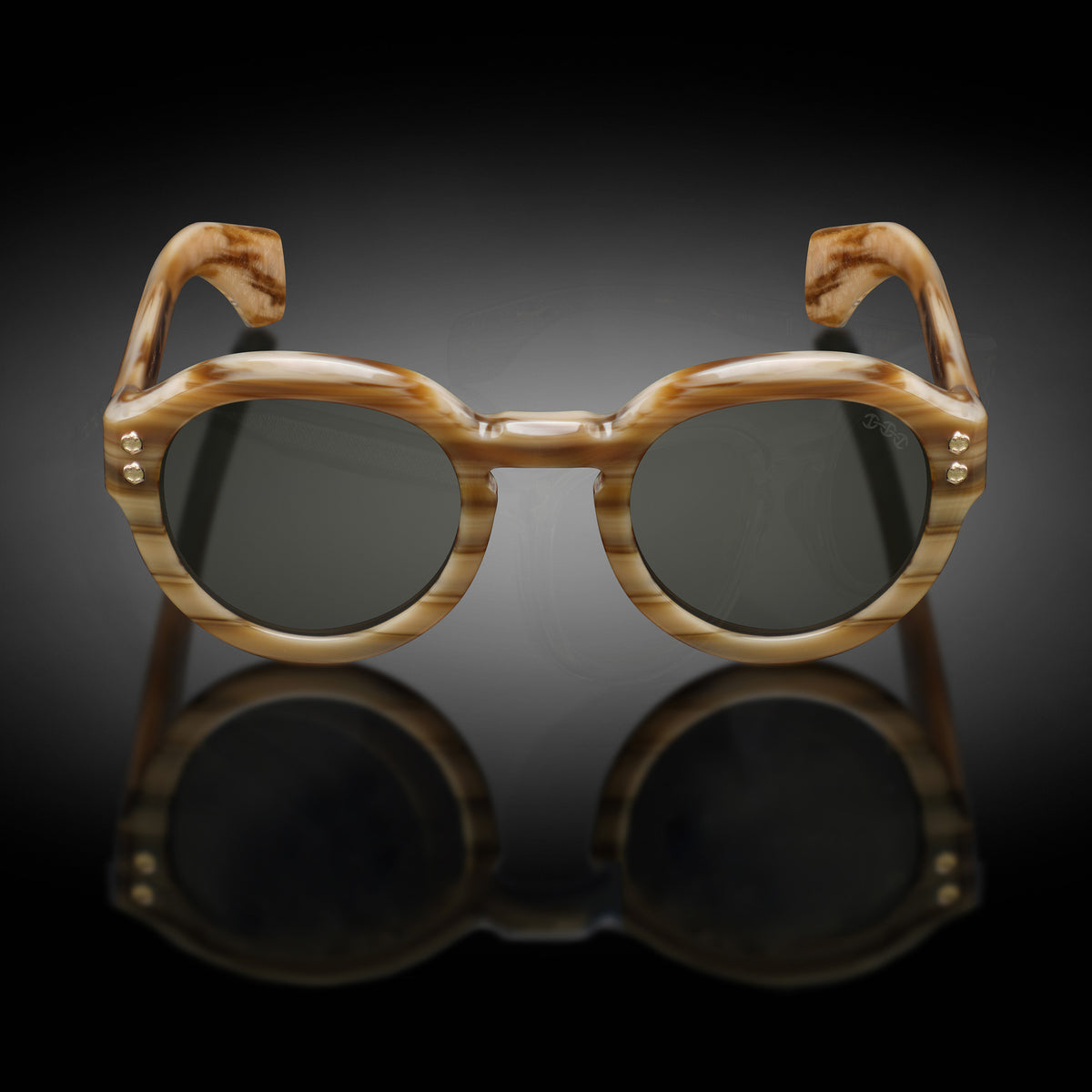 Model III eyewear in Scotch Horn, front view