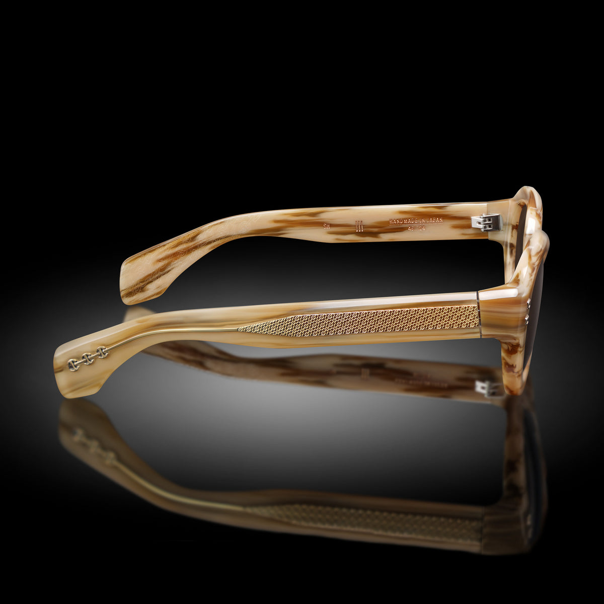 Model III eyewear in Scotch Horn, side view