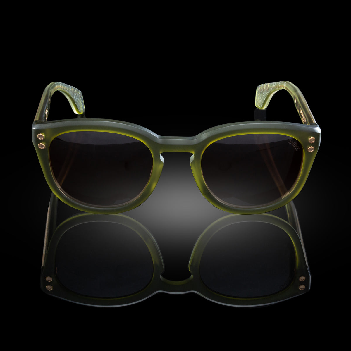 Model II eyewear in Matte Army Green, front view