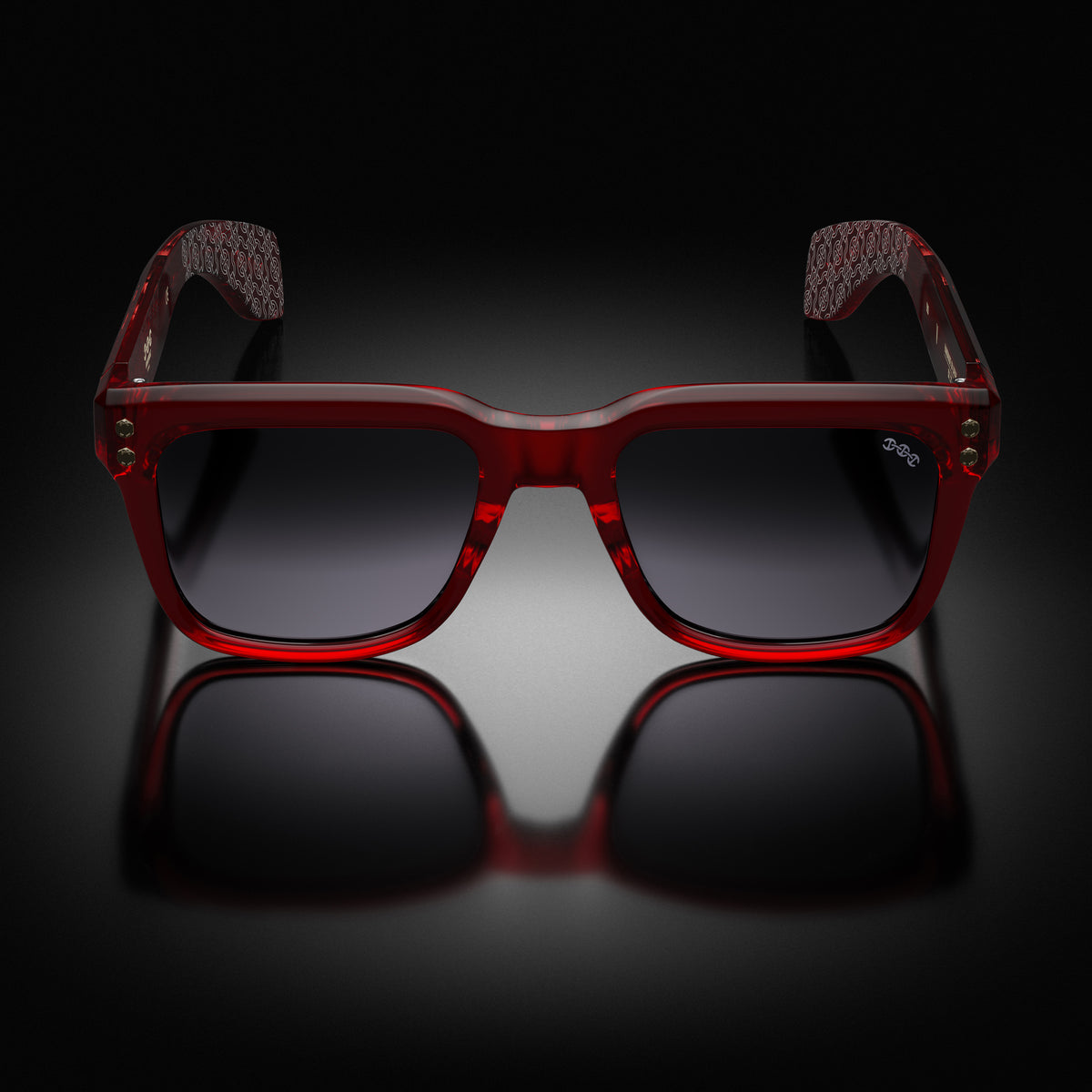 Model V eyewear in Bordeaux, front view