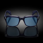 Model V eyewear in Blue Tortoise, front view