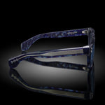 Model V eyewear in Blue Tortoise, side view