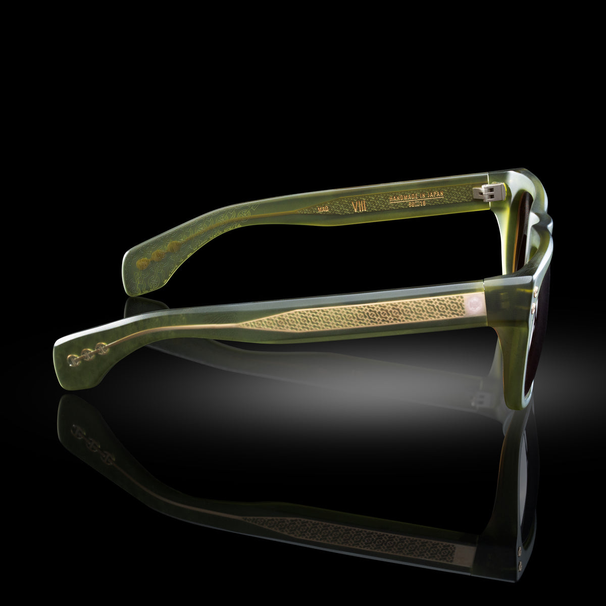 Model VIII eyewear in Matte Army Green, side view