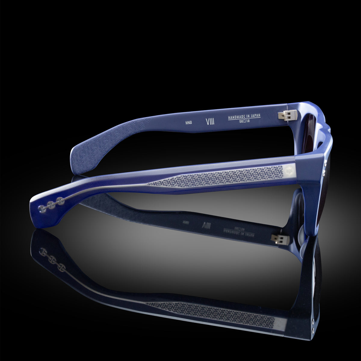 Model VIII eyewear in Matte Navy Blue, side view