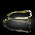 Model V eyewear in Matte Army Green, side view