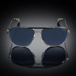 Model XI eyewear in Gun Metal-White Gold and Black, front view