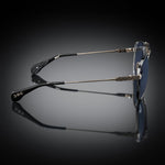 Model XI eyewear in Gun Metal-White Gold and Black, side view