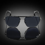 Model XI eyewear in Gun Metal and Black, front view