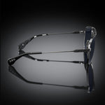 Model XI eyewear in Gun Metal and Black, side view
