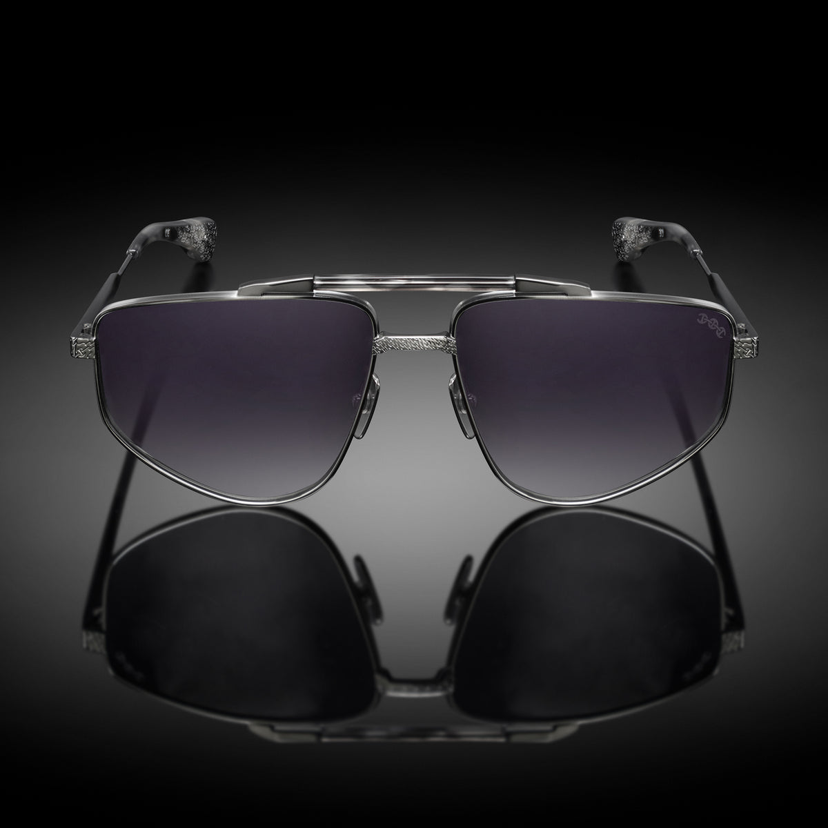 Model XIII eyewear in Gun Metal and Grey Tokyo Tortoise, front view