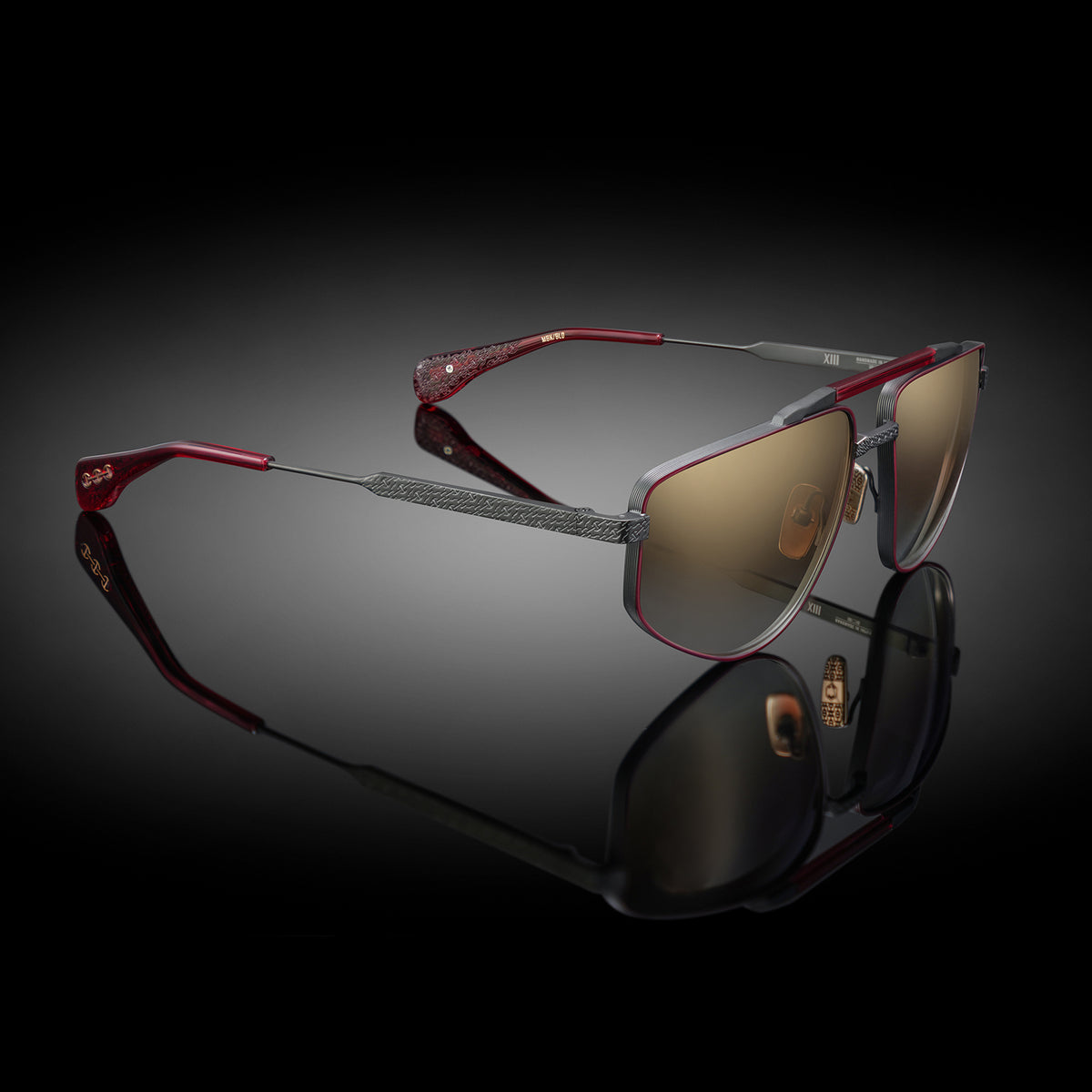 Model XIII eyewear in Matte Black and Bordeaux by HOORSENBUHS®