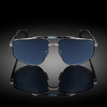 Model XIII eyewear in Shiny Silver and Blue Tokyo Tortoise, front view