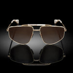 Model XIII eyewear in White Gold and Pearl Swirl, front view