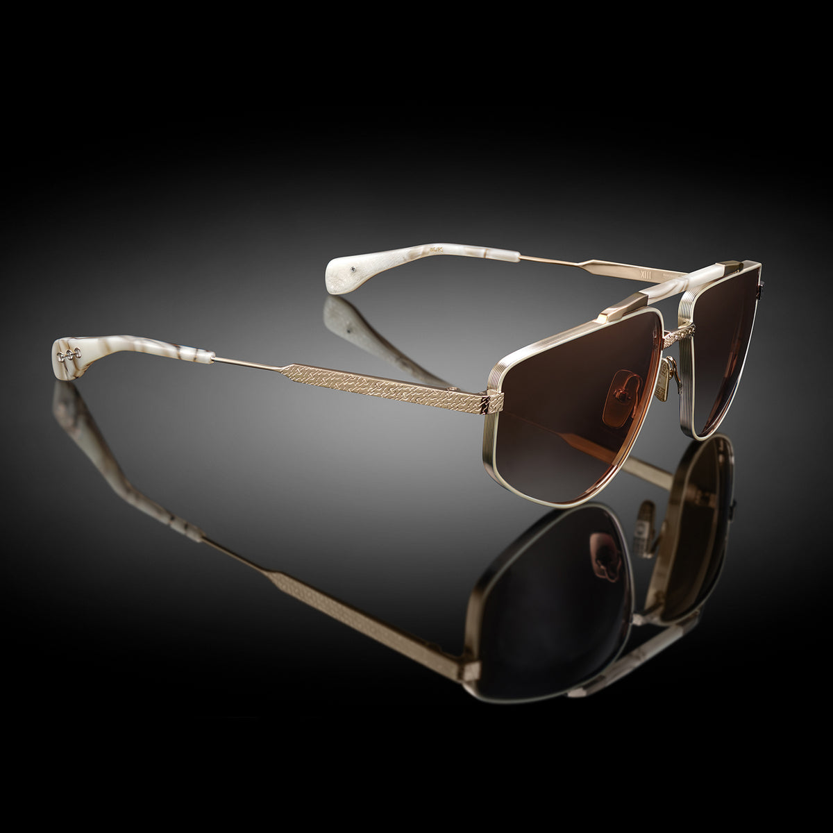 Model XIII eyewear in White Gold and Pearl Swirl by HOORSENBUHS®