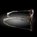 Model XIII eyewear in White Gold and Pearl Swirl, side view