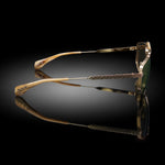 Model XIII eyewear in Yellow Gold and Scotch Horn, side view