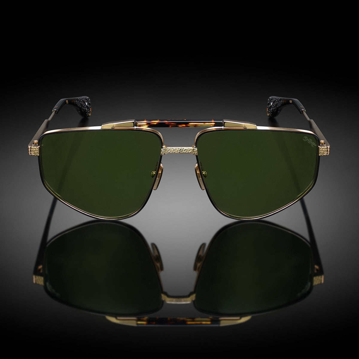 Model XIII eyewear in Yellow Gold and Tokyo Tortoise, front view