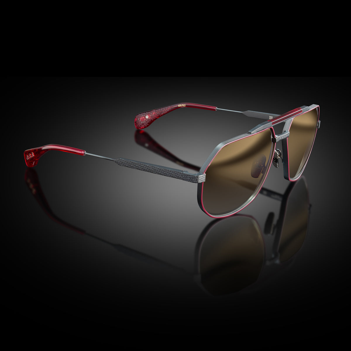 Model XII eyewear in Matte Black and Bordeaux by HOORSENBUHS®