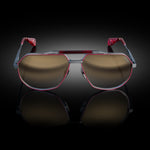 Model XII eyewear in Matte Black and Bordeaux, front view
