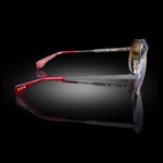 Model XII eyewear in Matte Black and Bordeaux, side view