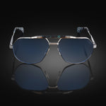 Model XII eyewear in Shiny Silver and Blue Tokyo Tortoise, front view